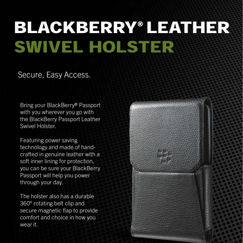 Official BlackBerry Leather Swivel Holster Info diagram