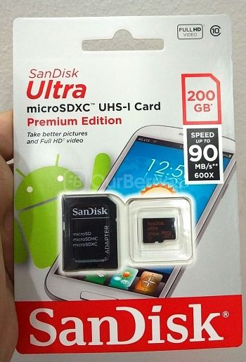 Retail Packaging Front for SanDisk Ultra 200GB MicroSD